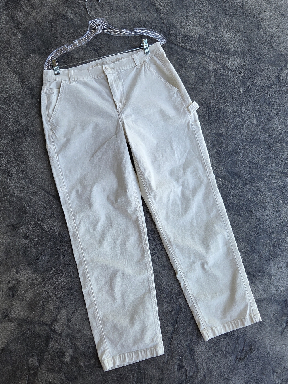 American Eagle Outfitters Stretch Cream High Rise Straight-Leg Utility Pants 12S